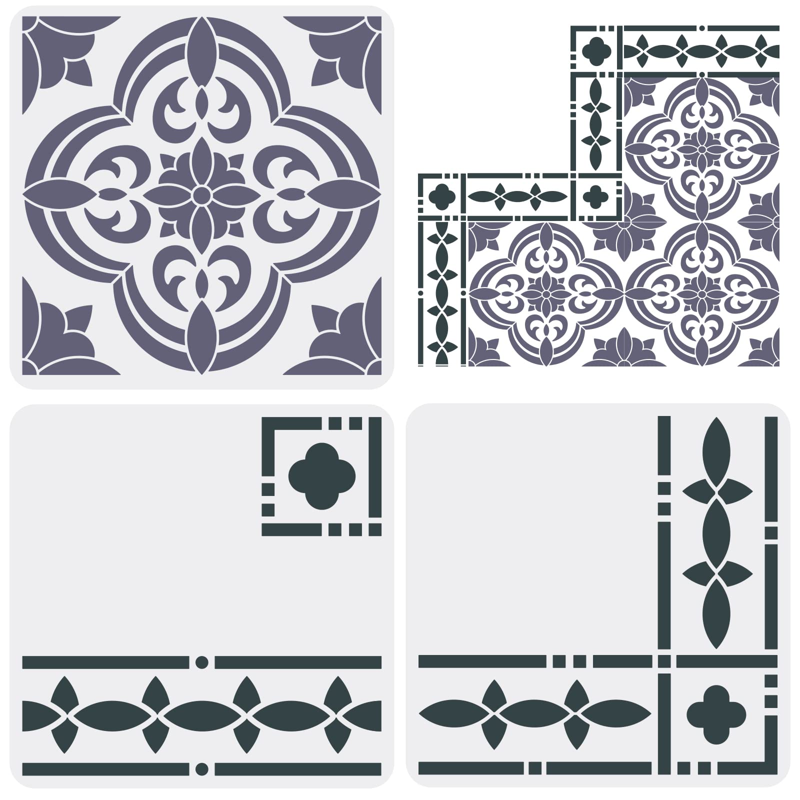 FINGERINSPIRE Santa Ana Stencil 30x30cm - Reusable Border & Corners Stencils Mandala Concrete Stencils for Patio, Wall & Floor - Home Decoration — image 1