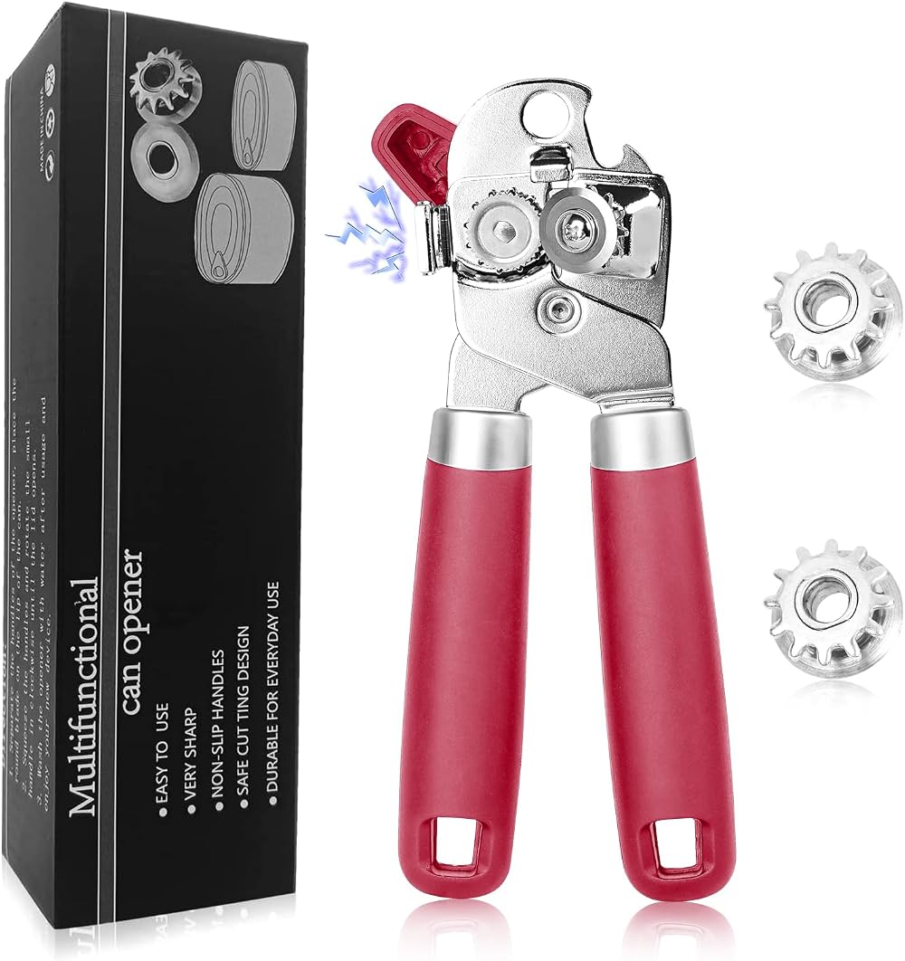 Wellehomi Can Opener Manual Heavy Duty Stainless Steel with Magnet Two