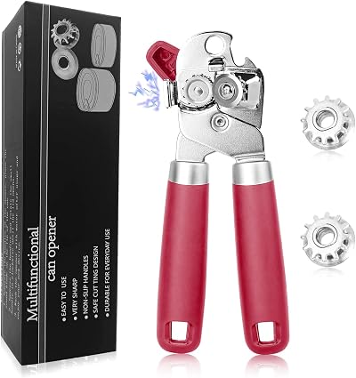 Wellehomi Can Opener Manual Heavy Duty Stainless Steel with Magnet Two