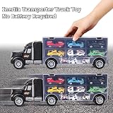m zimoon Car Transporter Truck Toy Set with 6 Cars & 8 Road Accessories view 4