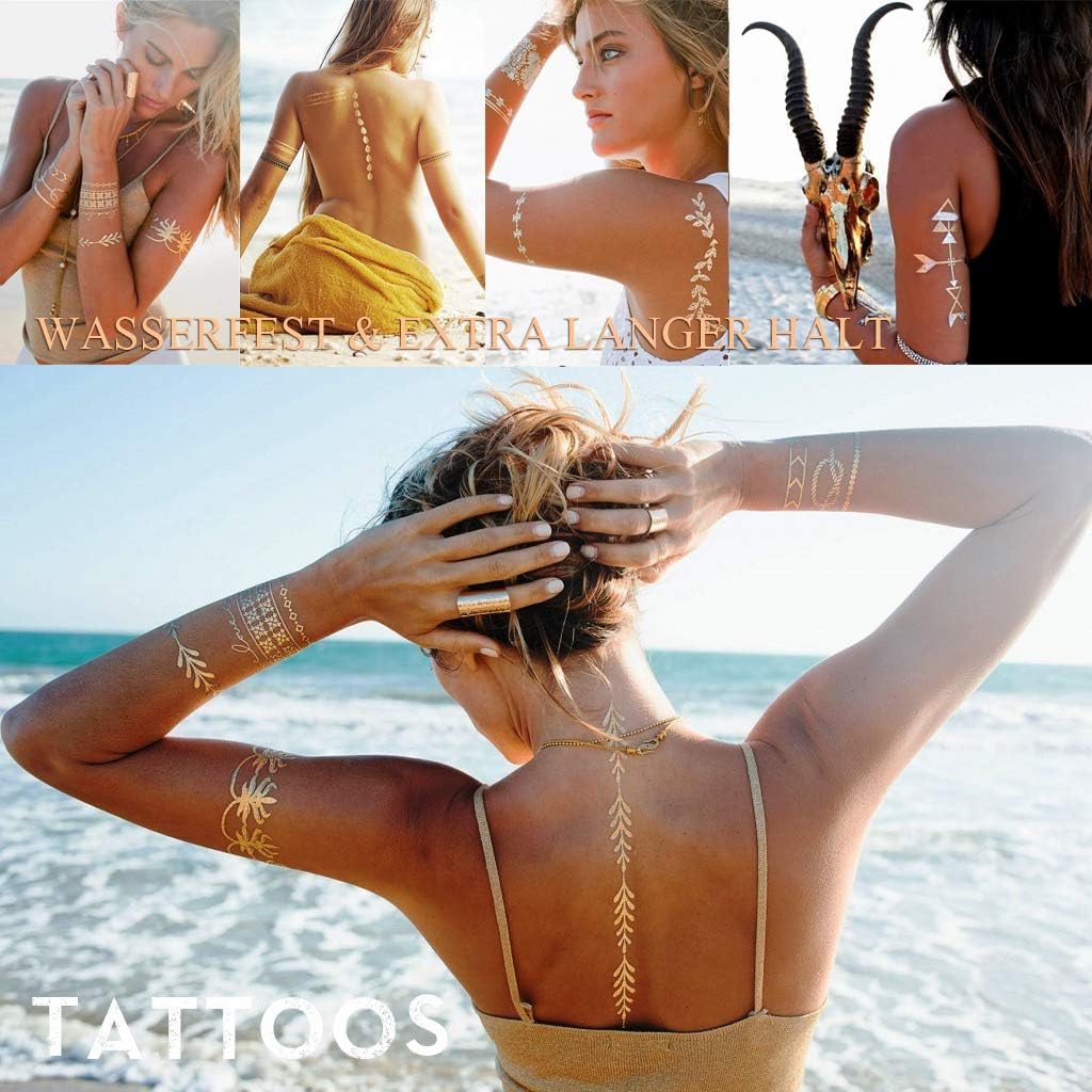 Temporary Metallic Festival Tattoos, Medium - Image 5