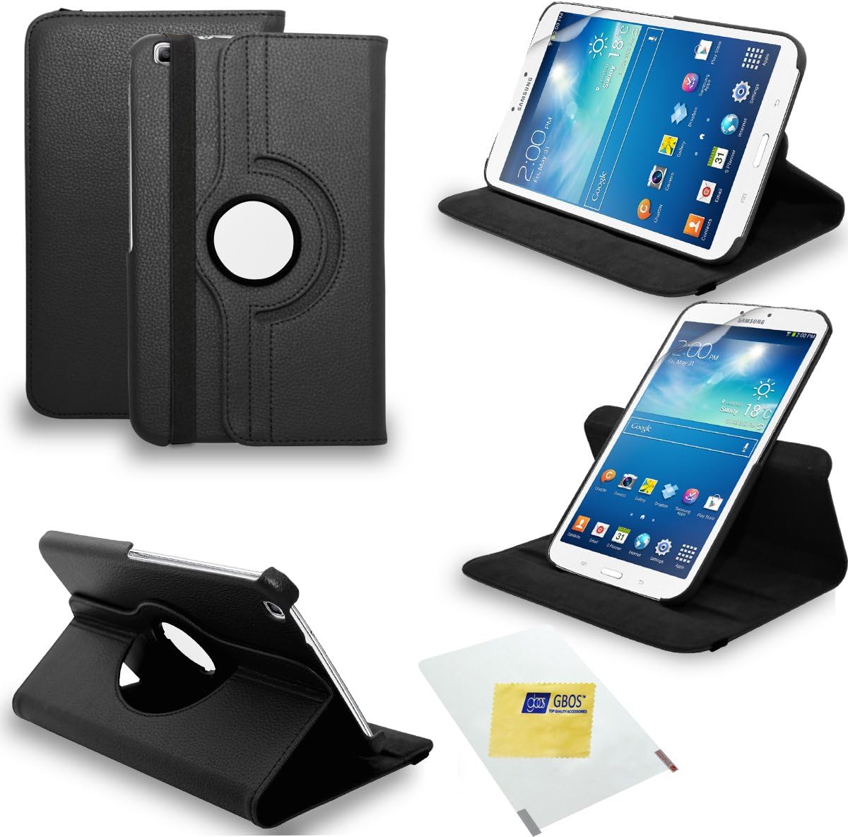 Samsung Galaxy Tab 7,620,3 cm Bildschirm T310/T311 Schwarz aus Kunstleder, um 360 Grad