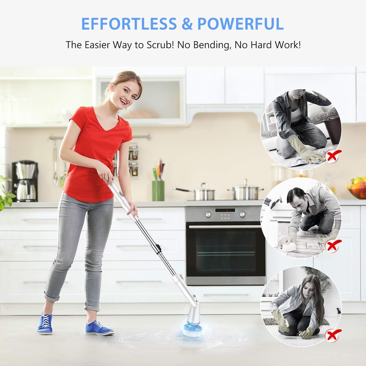 Homitt Electric Spin Scrubber with Rechargeable Battery, 360 Power Tile Scrubber with 4 Multi-Purpose Replaceable Shower Scrubber Brush Heads, 1 Extension Arm for Bathroom, Tub, Floor: Home & Kitchen
