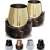 Gusto Nostro Marble Wine Chiller for Glass & Stainless Steel Tumbler Set of 2 - Wine Glass Chiller Holder for Freezer - Cool Set of Chillers & Stemless Wine Metal Tumblers for Home, Bar (Black & Gold)