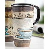 Topadorn Tall Ceramic Travel Mugs 17 oz. Sealed Lid With Color Box and Handle Coffee Cup, Cafe