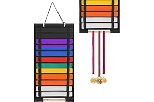 OGANAZI Karate Belt Display Rack, Taekwondo Belt Display Holder with Bamboo Medal Rack, Jiu Jitsu Belt Hanging Holder, Felt Martial Arts Belts Organizer for Taekwondo, Karate, BJJ Learners
