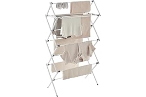 SONGMICS Foldable Clothes Drying Rack, Laundry Drying Rack, Clothes Airer, Steel Frame, 37 x 75 x 135.1 cm, Easy Assembly, In