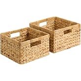 StorageWorks Wicker Baskets for Storage, Wicker Storage Baskets, 2-Pack | Water Hyacinth Storage Basket for Organizing, Wicker Storage Basket for Shelves, Decorative Basket, Woven Baskets for Storage