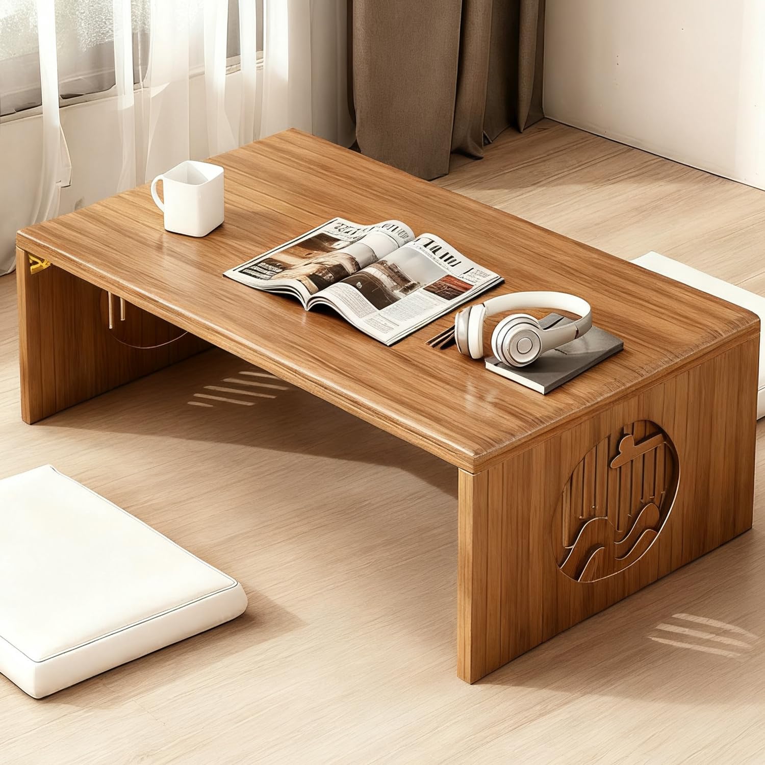 Photo 1 of ***FACTORY SEALED***Ekjkldo Japanese Folding Coffee Table, Low Coffee Table for Sitting on The Floor, Japanese Floor Table No Assembly Small Coffee Tables for Living Room Tatami Tea Room Dining Bedroom 31.5 Inch