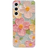 Mouzor Girly Case for Samsung Galaxy A16 5G, Cute Retro Oil Painting Printed Flowers Galaxy A16 4G Case, Aesthetic Floral Pattern Fade Resistant Soft TPU Anti Shock Protective Cover for Girls Women