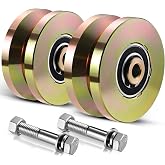 4" V Groove Sliding Gate Rollers 2 PCS Heavy Duty 3000LBS Steel Gate Wheels | Gate Wheels Solid AISI 1045 Carbon Steel Double Sealed Bearing 4"&times;1.75" Size For Driveway Fence &amp; Industrial V Sliding Gates