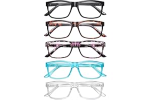 AIMISUV Reading Glasses for Women Men - 5 Pack Blue Light Blocking UV Filter Computer Readers,Anti Eyestrain Eyeglasses (MIX, 1.5)