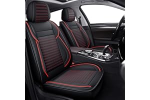 LINGVIDO Car Seat Covers,Breathable and Waterproof Faux Leather Automotive Driver Seat Covers for Cars SUV Pick-up Truck Sedan,Universal Anti-Slip with Backrest (Full Seat, Red)