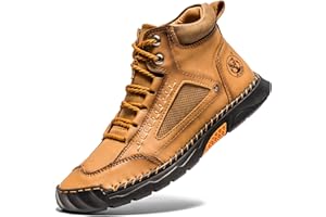 FLYLAND Men's Casual Leather Fashion Sneakers Ankle Chukka Boots Handmade Lightweight Loafers Mid Top Walking Driving Shoes