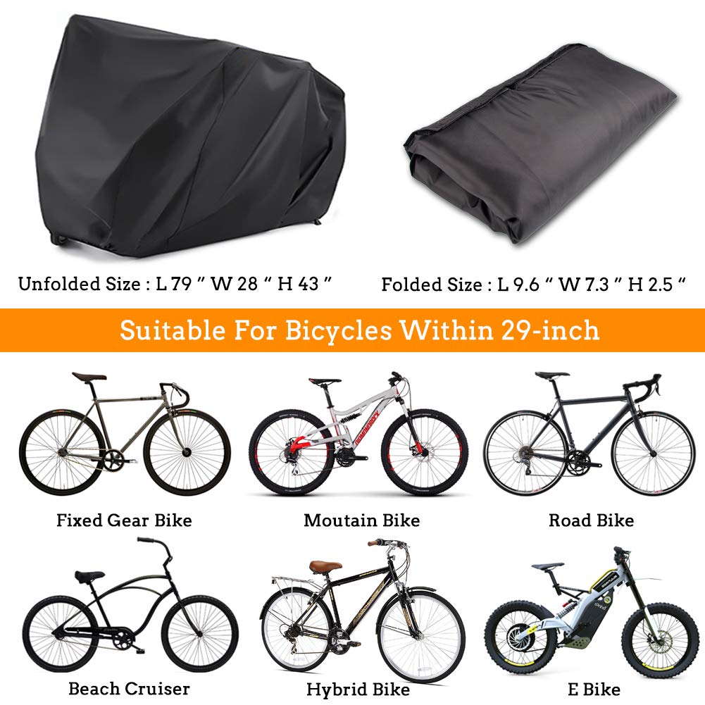 Bike Bicycle Cover Waterproof Outdoor Motorcycle Covers XL XXL for 2/3 Bikes Dust Rain Wind Snow Proof Lock Hole for Mountain Road Electric Bike