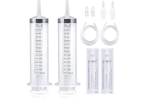 2 Pack 150ml Large Syringes with 100cm Tube for Oil Fluid Suction, Nutrient Measuring, Watering Industrial Experiments