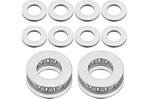 uxcell 10 Sets NTA815 Thrust Needle Roller Bearings with 20 Washers, Chrome Steel Needle Roller Bearings, ID 1/2", OD 15/16",