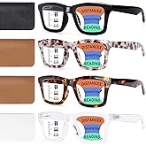 TRENVIE 4 Pack Progressive Multifocus Reading Glasses for Women Men, Blue Light Blocking Spring Hinge Computer Readers