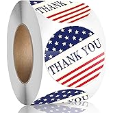 YINHEXI American Flag Thank You Stickers, 500 Labels Per Roll for Small Business Packaging, Seal Stickers (Style-A, 2inch)