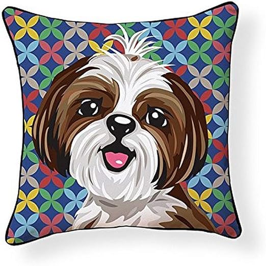 Amazon Com Naked Decor Pooch Decor Shih Tzu Pillow Multicolored