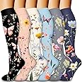 Laite Hebe Compression Socks for Women & Men Circulation(6 pairs)-Graduated Supports Socks for Running, Athletic Sports