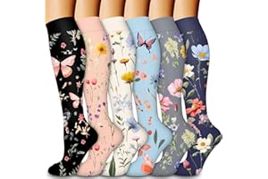 LAITE HEBE Compression Socks for Women & Men Circulation(6 pairs)-Graduated Supports Socks for Running, Athletic Sports