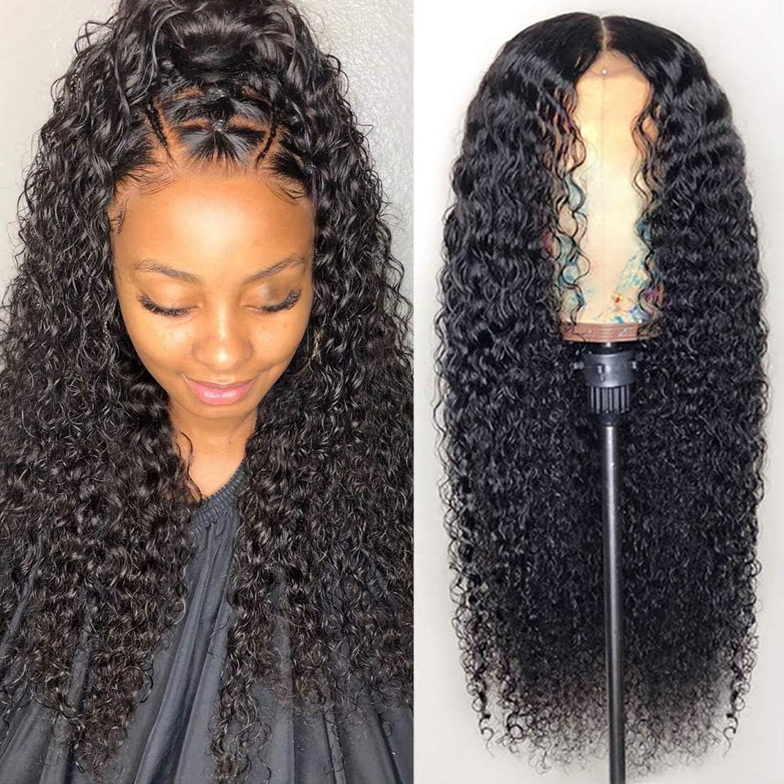 Human Hair Wig Deep Curly 13 * 6 150% Density Lace Front Wig SMHair Brazilian Wigs for Black Women Natural Color 12-24inch