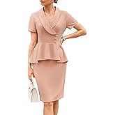 GRACE KARIN Work Dresses for Women 2026 Short Sleeve Bodycon Business Midi Dress Lapel V Neck Office Church Sheath Outfits
