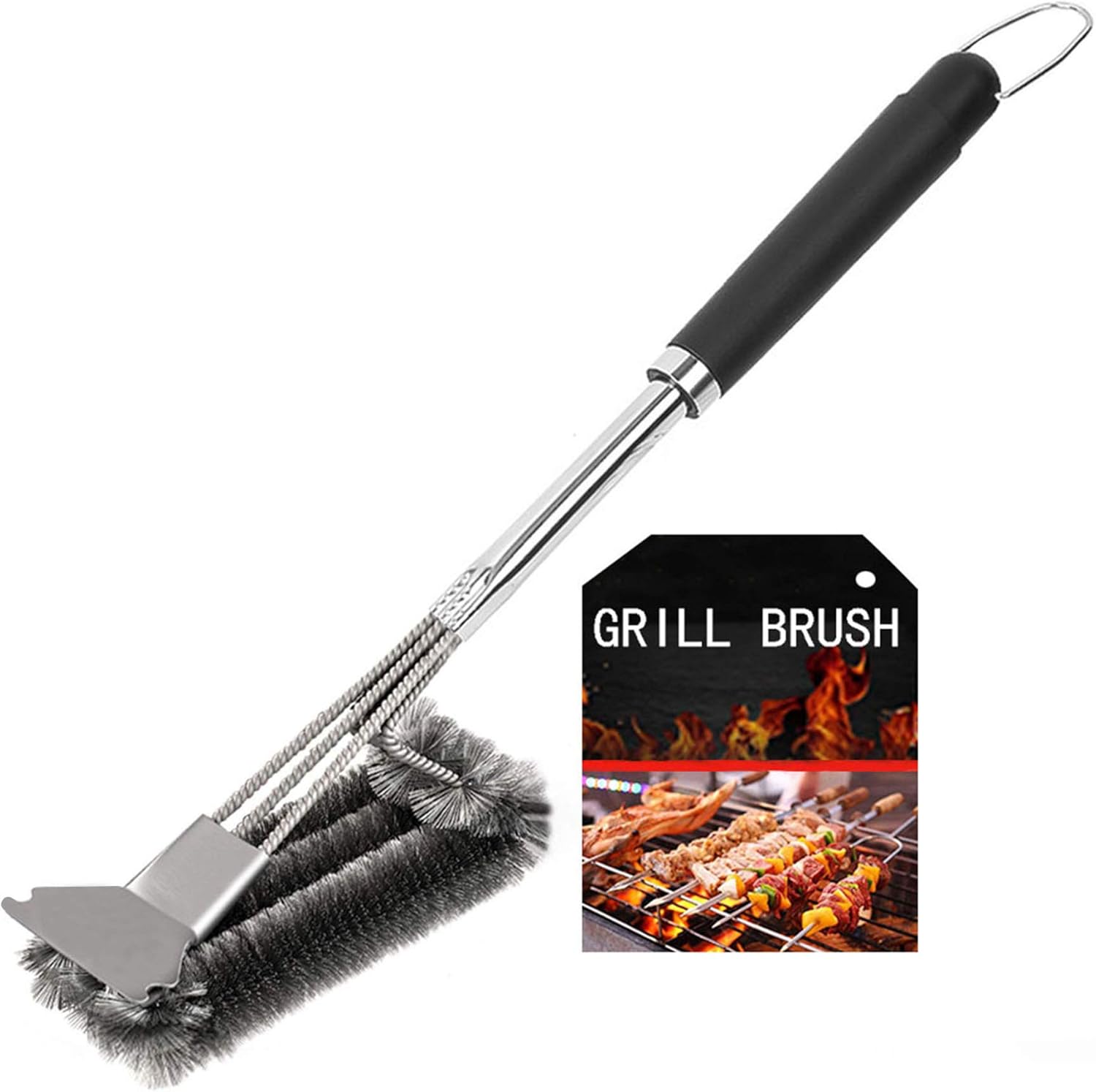 Grill Brush and Scraper-Clean Grill Brush -Safe Stainless Steel Barbecue Steam Cleaning Brush for Charcoal Porcelain/WeberGas/Iron/Steel Grill Grates-Ideal Grilling Accessories Gift: Kitchen & Dining