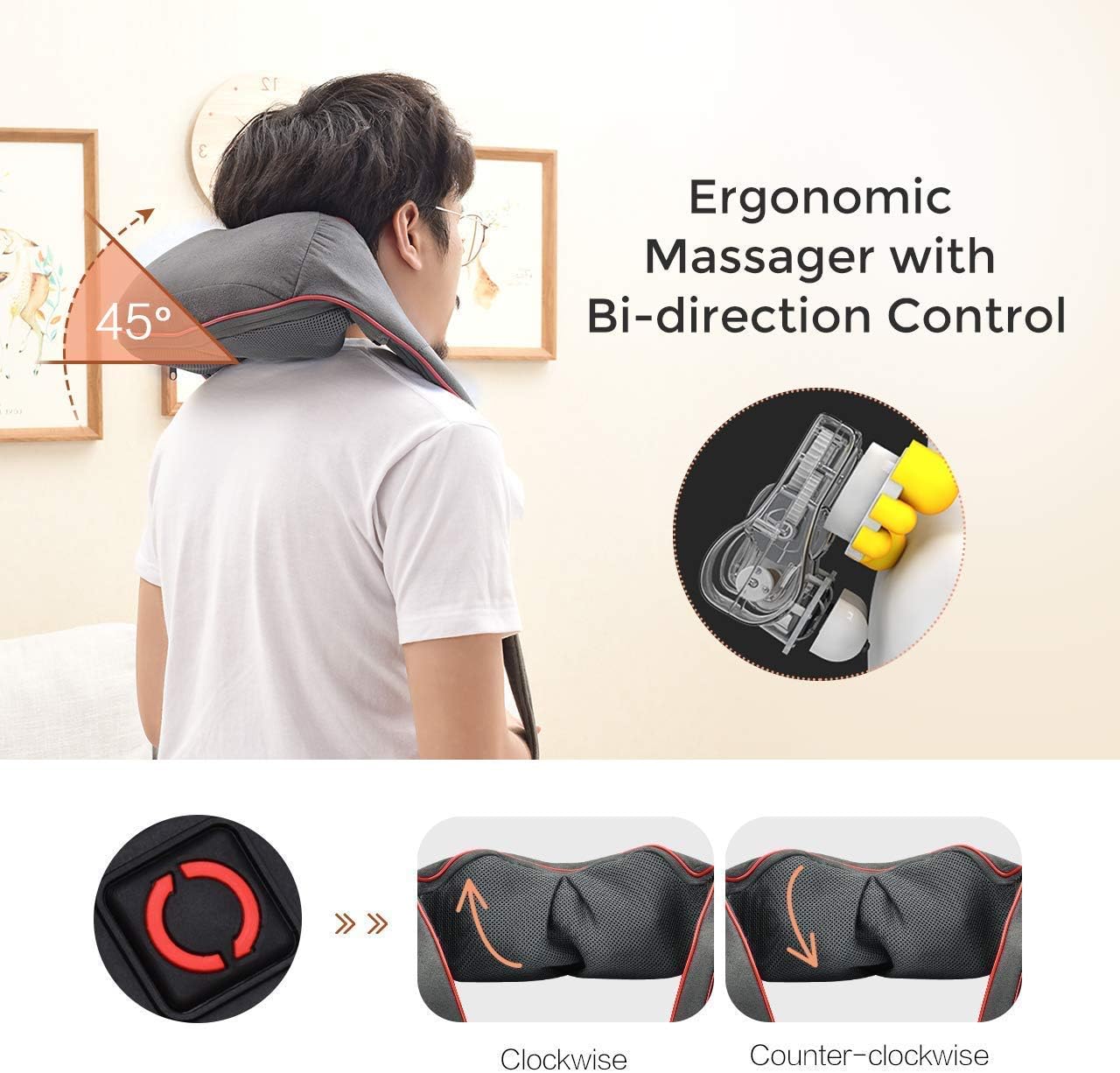 [Upgraded] Shiatsu Neck and Shoulder Back Massager with Heat Vibration