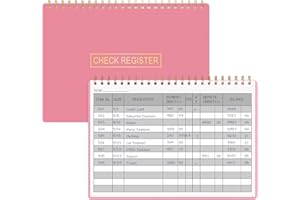 HAUTOCO Check Registers for Personal Checkbook, Transaction Expense Ledger Log Book for Small Business, Checking Account Register Book to Track Payments, Deposits, Finances, 8.4 x 6.2'', Pink