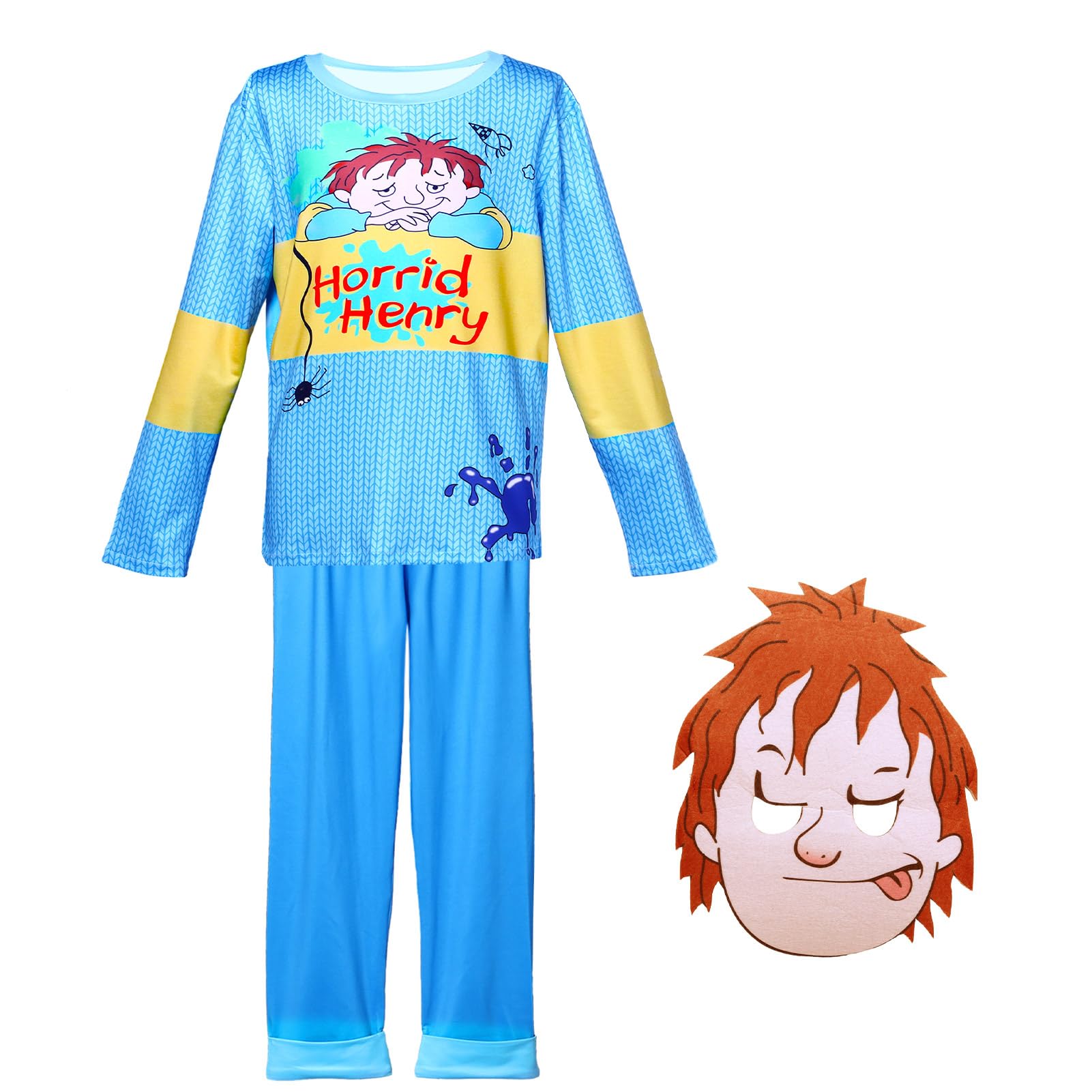 Cuercary Mischievous Costume World Book Day Costumes for Boys,Fancy Dress Outfit with Top,Mask,Trousers,World Book Day Costume Kids (130)