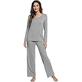 WiWi Viscose from Bamboo Pajamas Sets for Women Soft Long Sleeve Sleepwear and Pants Pjs Lounge Set Loungewear S-XXL