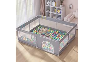 SUPFOO Extra Large Baby Playpen 71"x59"x27",Playpen for Babies and Toddlers Thickened Sponges Ensure Safety,Play Yard for Baby with Storage Bag & Anti-Slip Base,Sturdy Safety Kids Activity Center