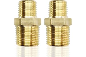 ZOUNI 2pcs Reducing Hex Nipple, Brass 1/2" NPT Male x 3/8" NPT Male Pipe Fitting Reducer Nipple Adapter 1000psi Reducer Straight Connector (2pcs, 1/2"-3/8")