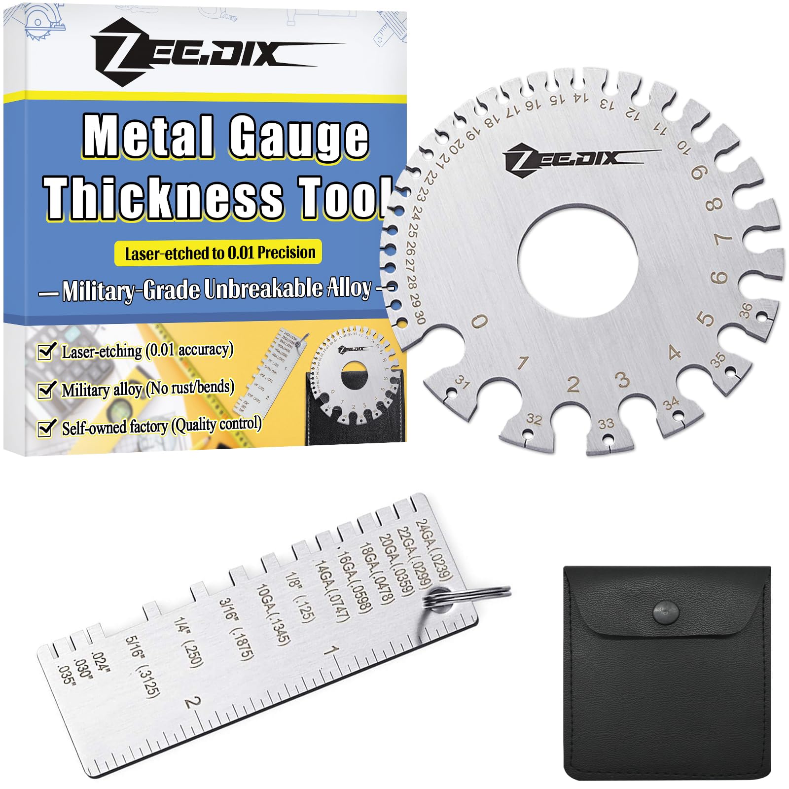 ZeeDix Wire Gauge Measuring Tool (2 Pcs) - Round