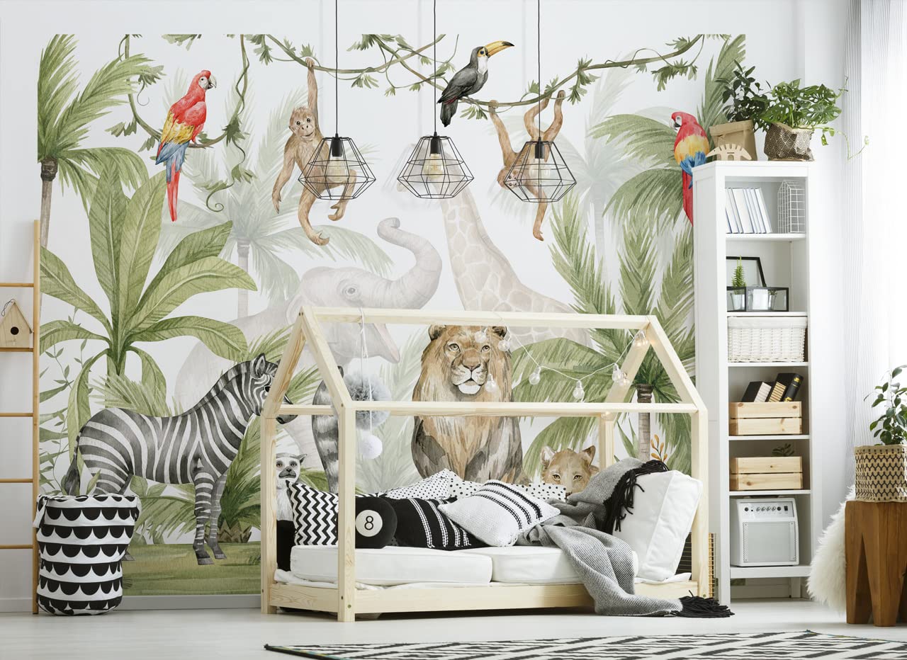 Walltastic Jungle Safari Wallpaper Mural, Childrens Bedroom, Playroom, 8 feet High x 10 feet Wide, 1 Size