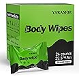 YAKAMOZ Large Body Wipes for Adults Bathing, Individually Wrapped Personal Hygiene Body Wipes for Women, Men and Elderly Disposable Washcloths for Bathing, Camping(Scent Free 24 Counts)