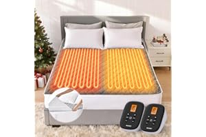 WOOMER Heated Mattress Pad Queen Dual Control - 60"x80" Electric Mattress Pad, 1-10 Heat Settings, 0.5-12H Auto Shut-Off, Rem
