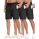 PARISDIARY 3 Pack Men's Athletic Running Shorts with Zipper Pockets,Gym Workout Basketball Hiking Shorts for Men