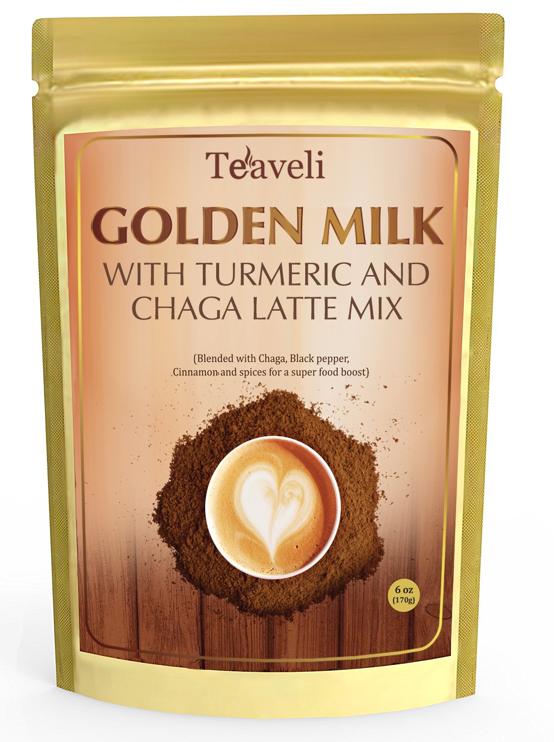 Golden Milk Infused with Turmeric, Strong Adaptogen Chaga Mushroom and Spices| Sugar-Free, Keto Diet Friendly with Antioxidants That Help Support Joints, Balanced Sugar Level, Anti-inflammation| 6oz