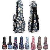 MUINS Ukulele Case,21 Inch Soprano Ukelele Uke Case bag soft | and Thicker Pad with Double Adjustable Straps, Storage and Handle (Blue Flower,Soprano 21 Inch)