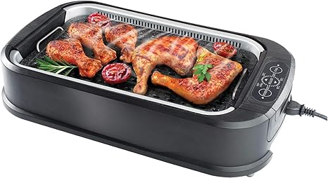 Metrox Electric Table Grill Electric Grill Bbq Smoke Free With Air Filter Extractor For Low Odour Preparation Indoors And Outdoors Non Stick Coating Dishwasher Safe Me 1568 Amazon De Garden