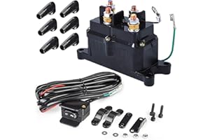 LESIWHOS Winch Rocker Swithch Replacement Combo - Included 12V Solenoid Relay Contactor,Winch Rocker Thumb Switch,Mounting Br
