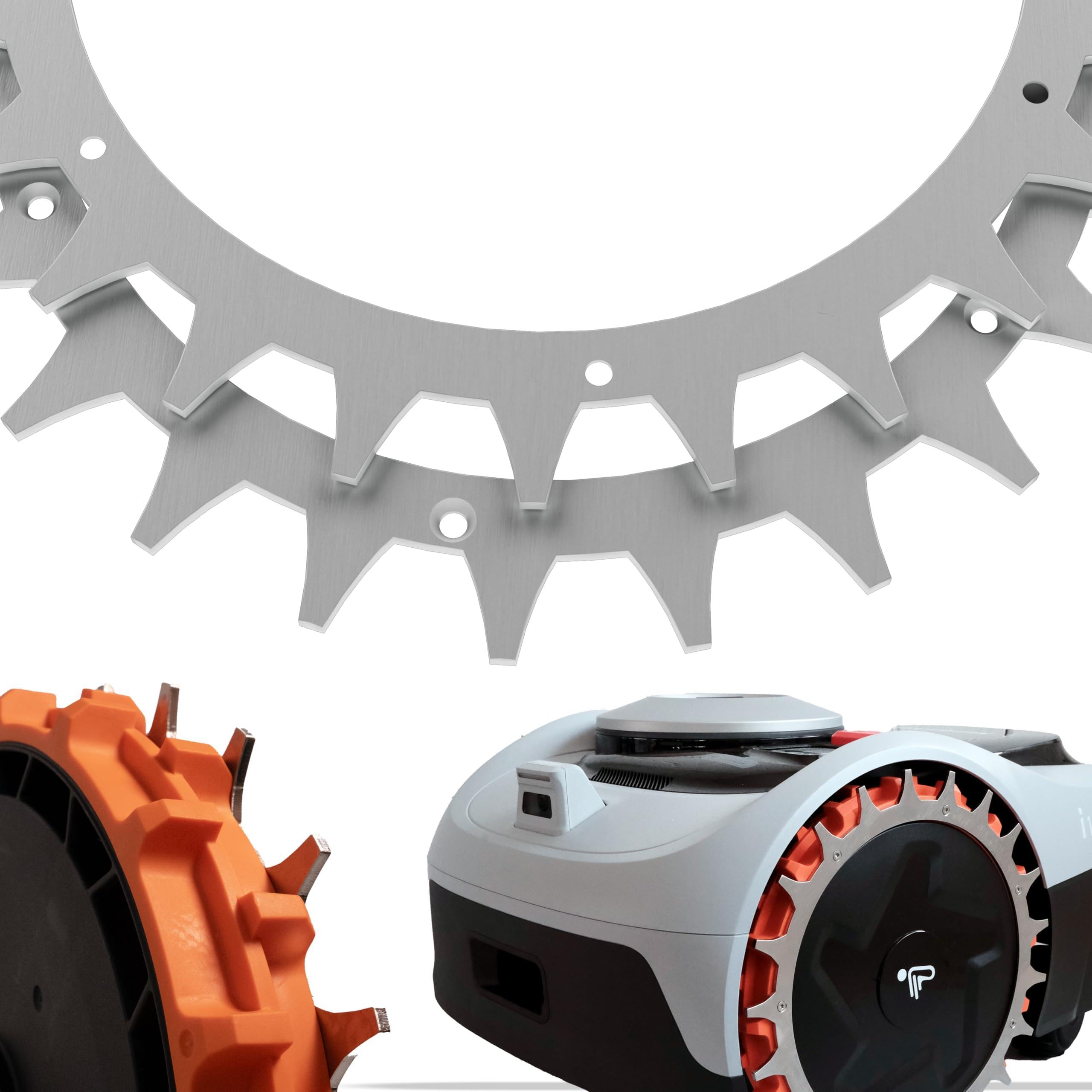 ROBO CLAWS Robotic Lawnmower Spikes Made of Stainless Steel for Navimow i105E-i108E Models, 3 mm, Diameter 255 mm, Robotic Lawnmower Accessories with 14 x Stainless Steel Screws, Deburred Spikes