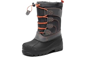 DREAM PAIRS Kids Winter Snow Boots for Boys Girls Waterproof Outdoor Warm Cozy Anti-Slip Mid Calf Faux Fur Lining Kids Boots