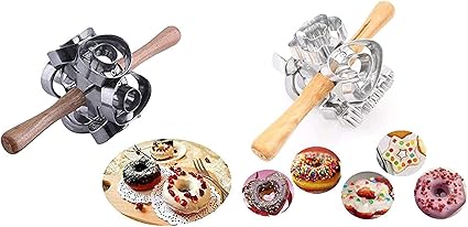 Amazon Fcozm 2セット メタル回転ドーナツカッターメーカー マシン型 ペイストリー生地ベーキングローラー 料理 ベーキング用 Fcozm キッチン家電 通販