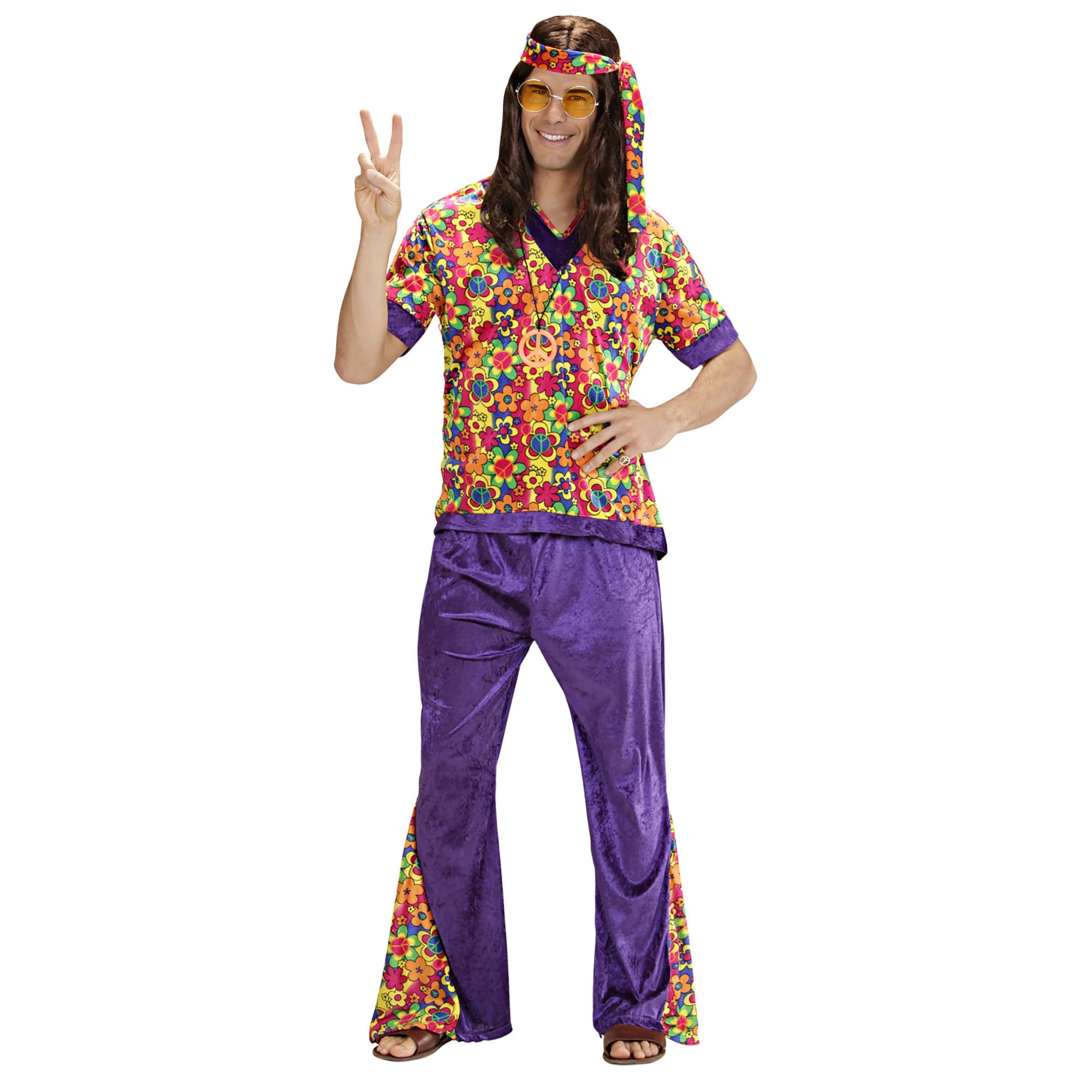 Velvet Hippie Dude Costume Extra Large for 60s 70s Hippy Fancy Dress — image 1