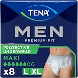 TENA Men Premium Pants Large Pack of 8 L/XL Maxi Absorbency Discreet