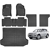 Naibeve Floor Mats for 2006-2012 Toyota RAV4-All Weather for Toyota RAV4 Floor Mats Liners 2 Row & Cargo Mats Liner & Backrest Mats (Floor Liner+Trunk Mat+Backrest Mats)